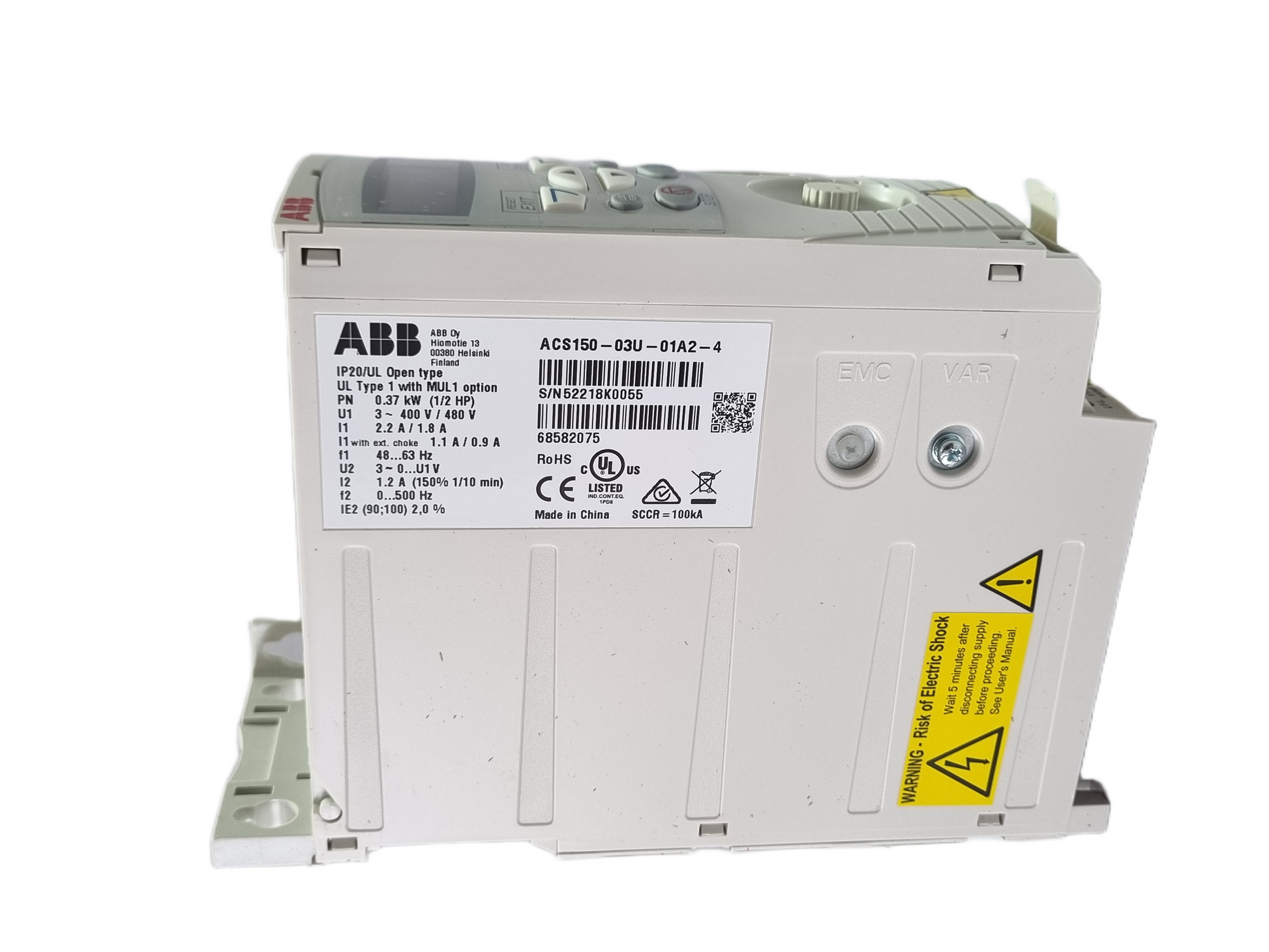 ABB ACS150-03U-01A2-4 LV AC MICRO DRIVE 0.37KW 1/2 HP