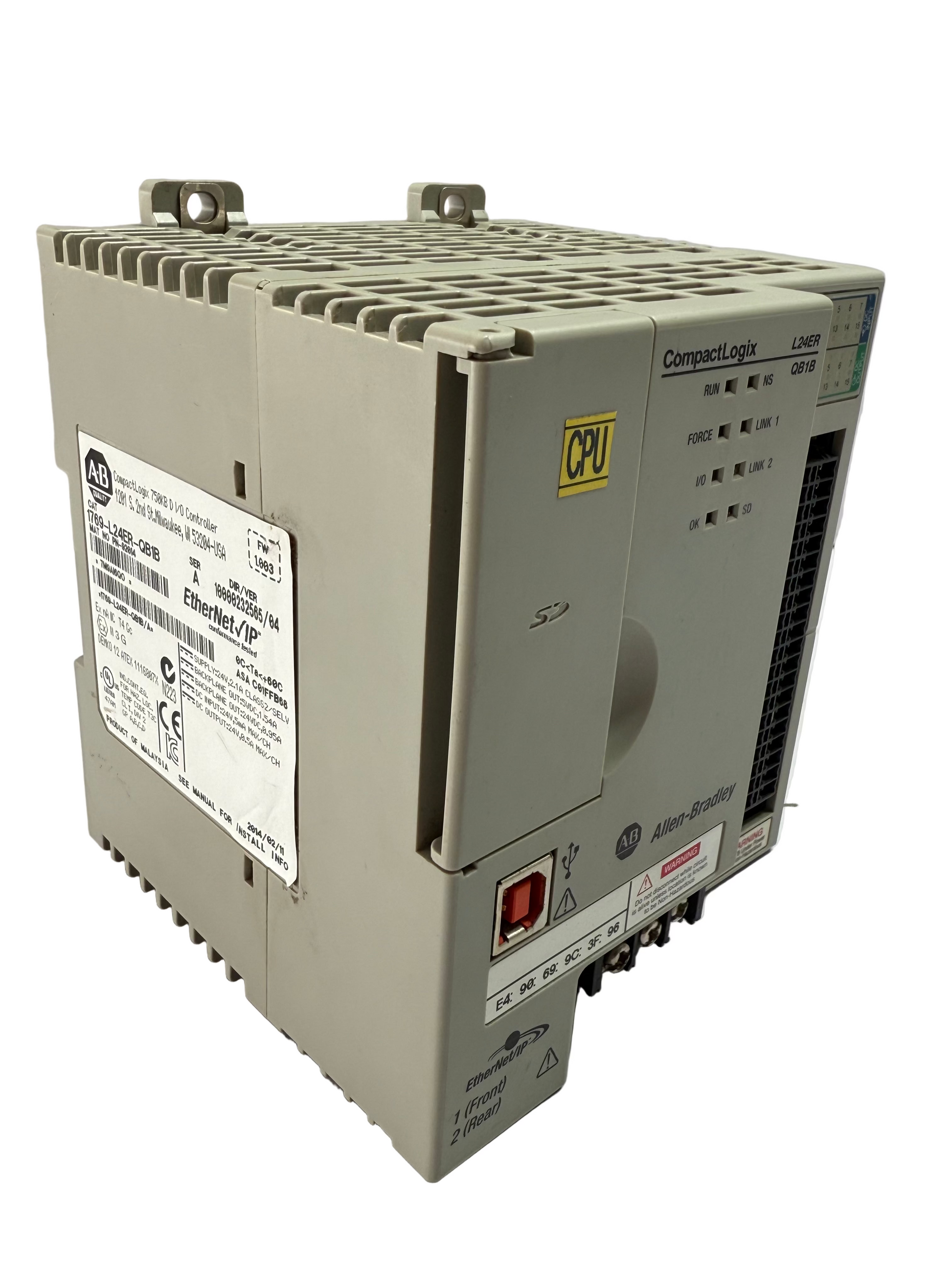 ALLEN BRADLEY 1769-L24ER-QB1B COMPACTLOGIX 750KB D I/O CONTROLLER
