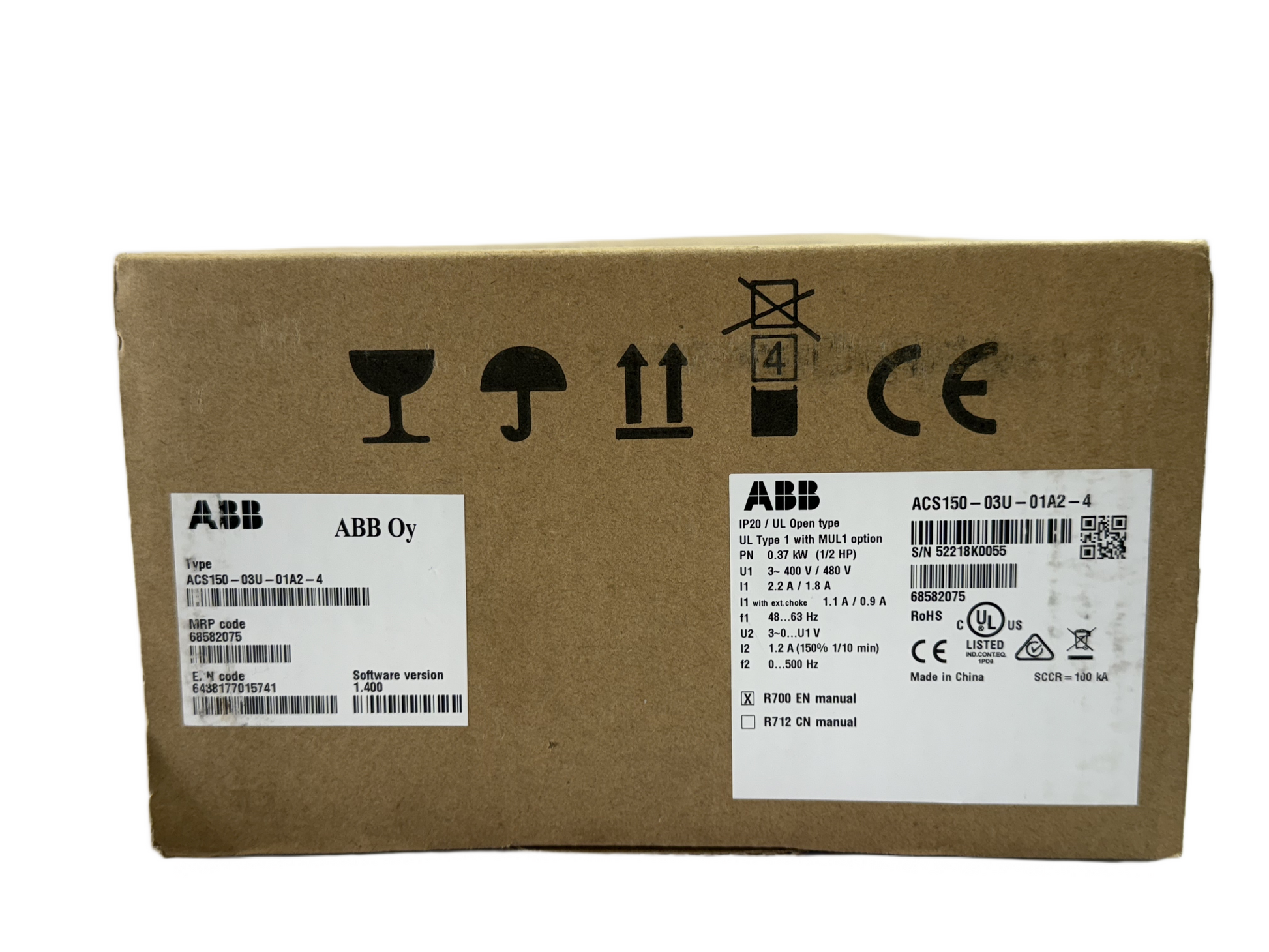 ABB ACS150-03U-01A2-4 LV AC MICRO DRIVE 0.37KW 1/2 HP