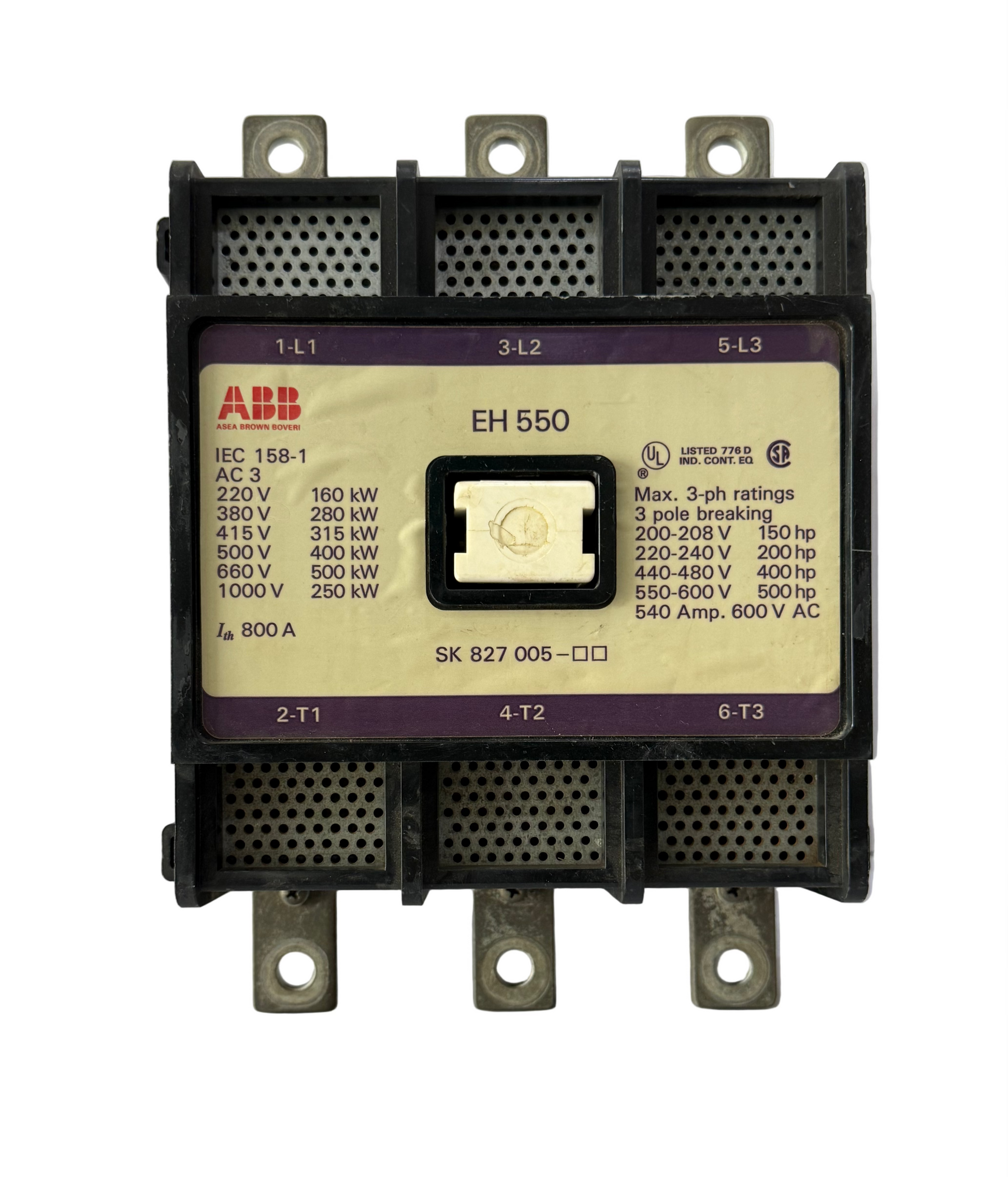 ABB EH550 800AMP 3 POLE BREAKING CONTACTOR