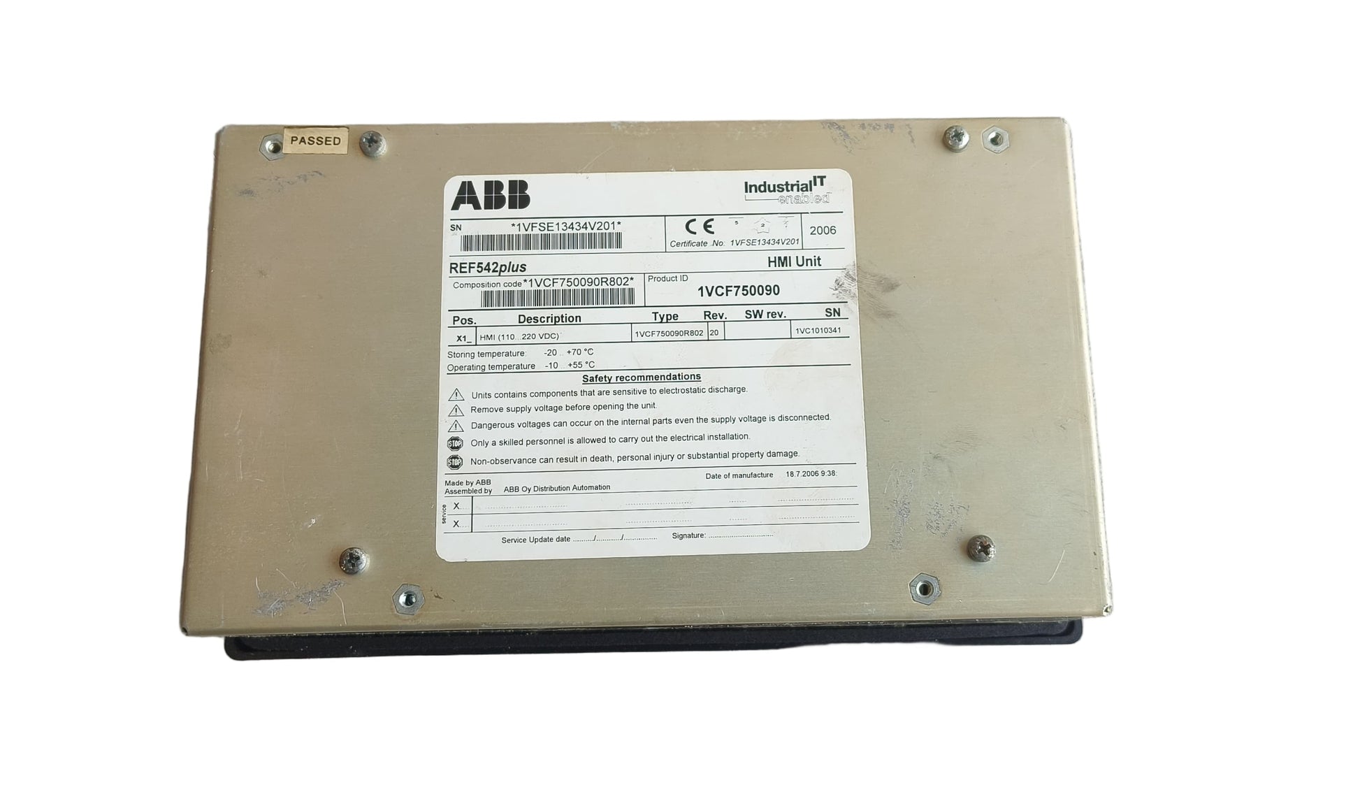 ABB REF542 PLUS 1VFC750090 HMI UNIT