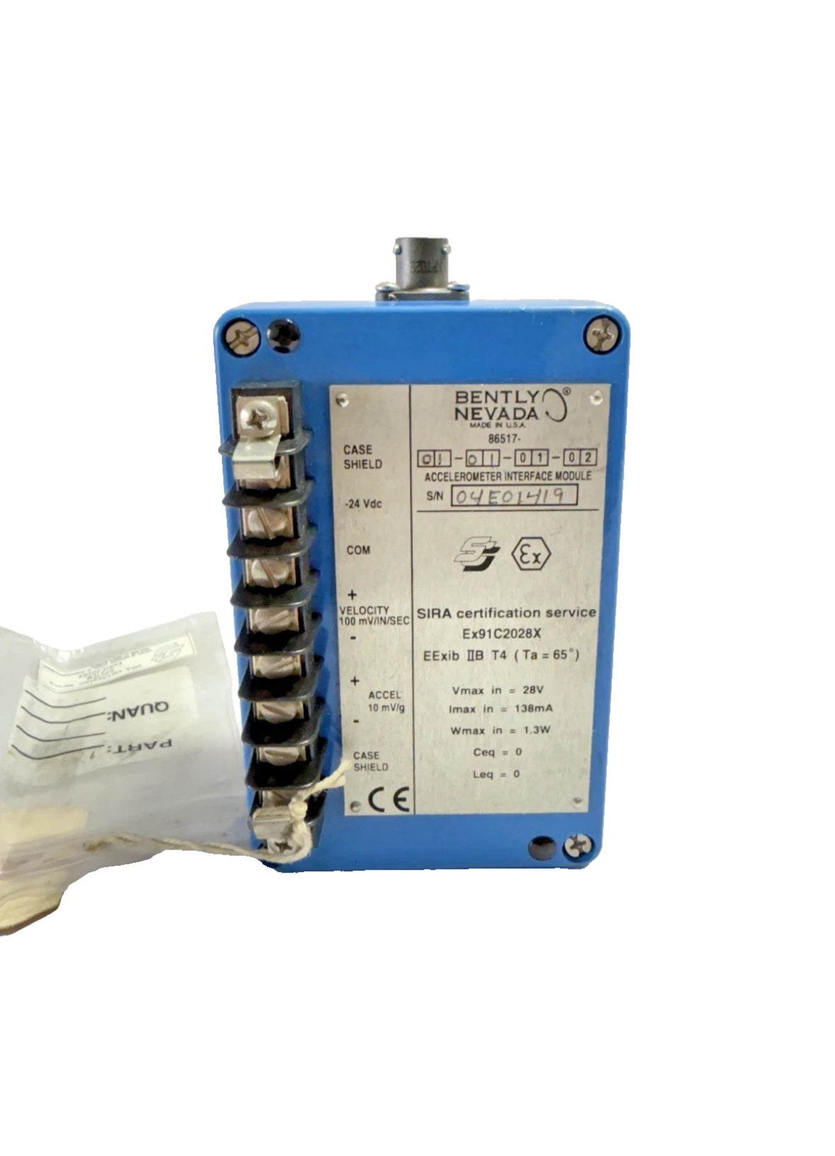 BENTLY NEVADA 86517-01-01-01-02 ACCELEROMETER INTERFACE MODULE