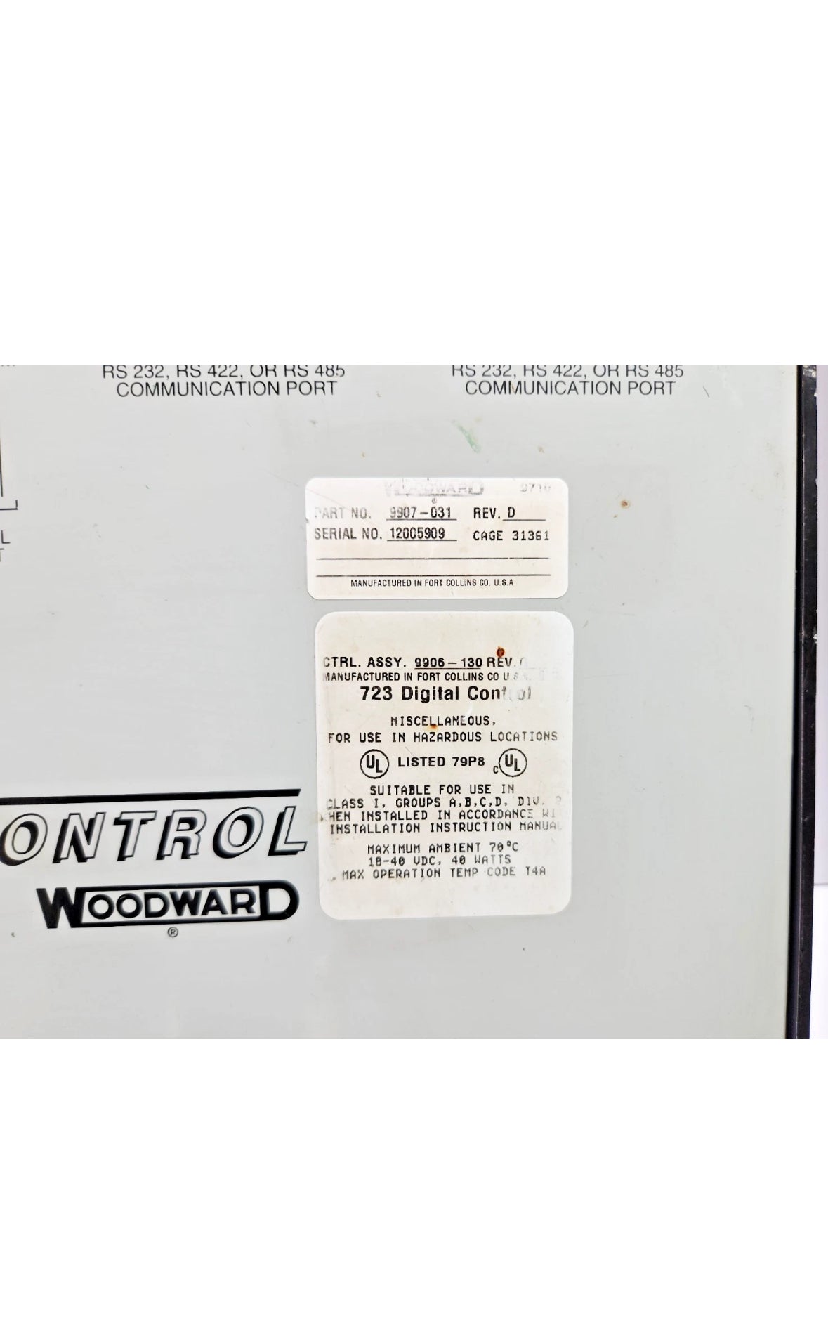 WOODWARD 723 DIGITAL CONTROL REV D