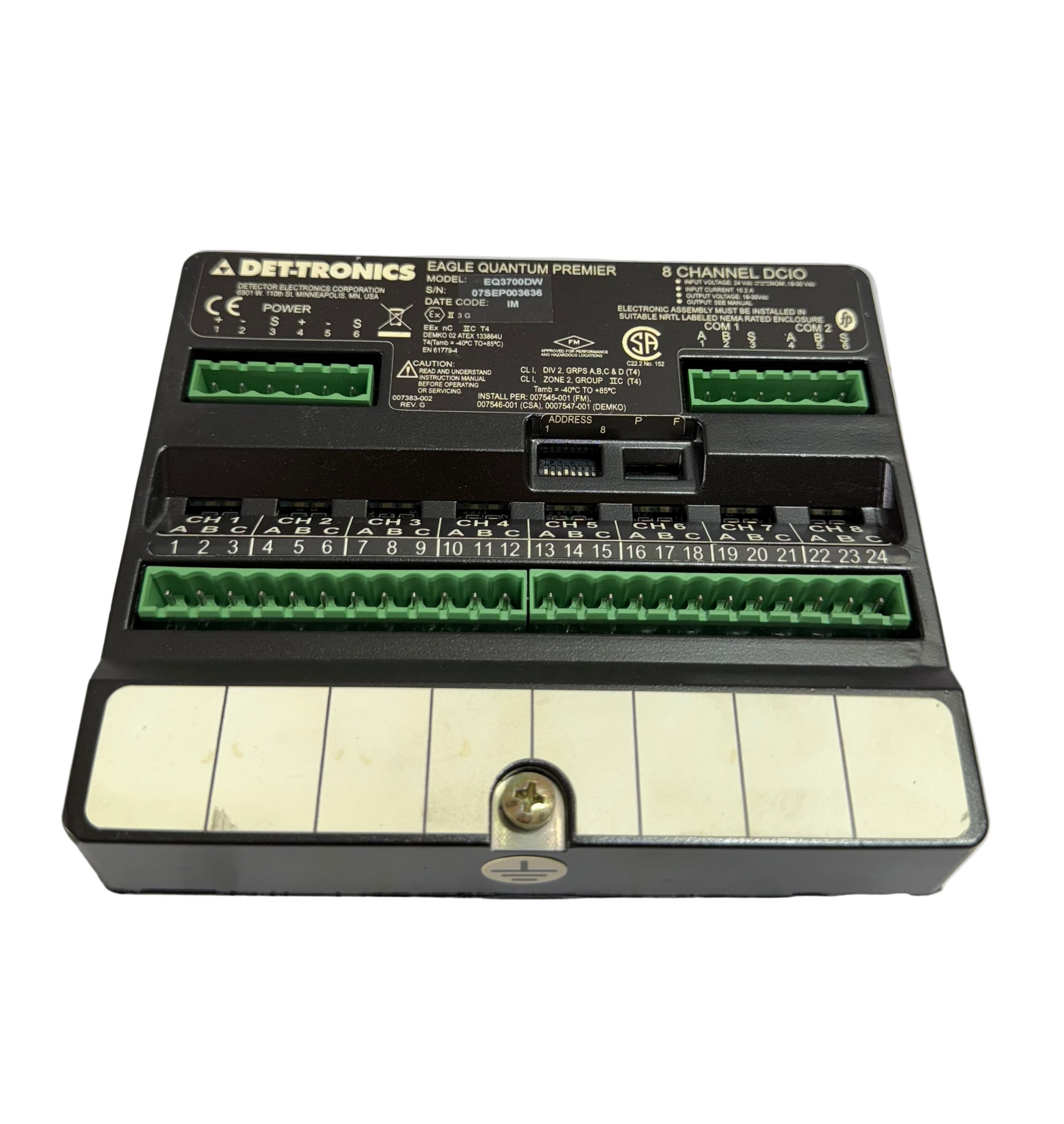 DET-TRONICS EQ3700DW DISRETE INPUT/OUTPUT MODULE 8 CHANNEL DCIO