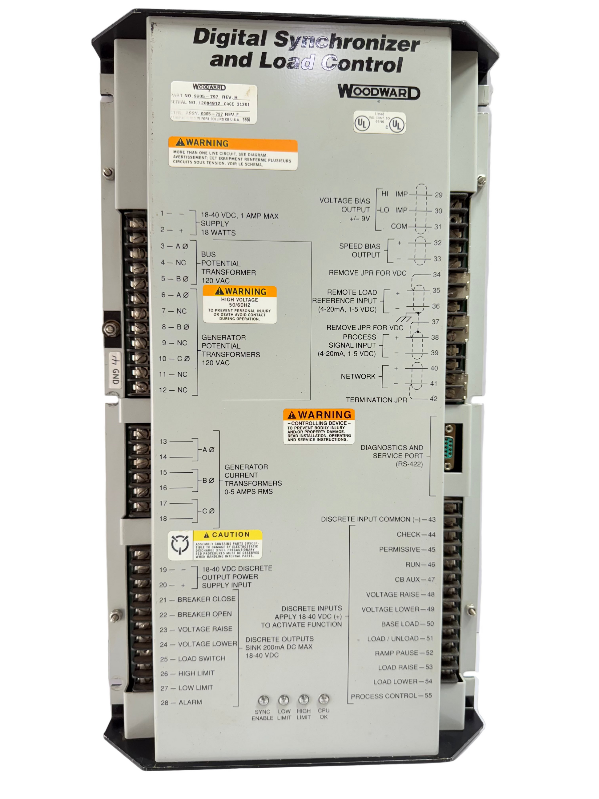 WOODWARD 9905-797 DIGITAL SYNCHRONIZER AND LOAD CONTROL REV.H