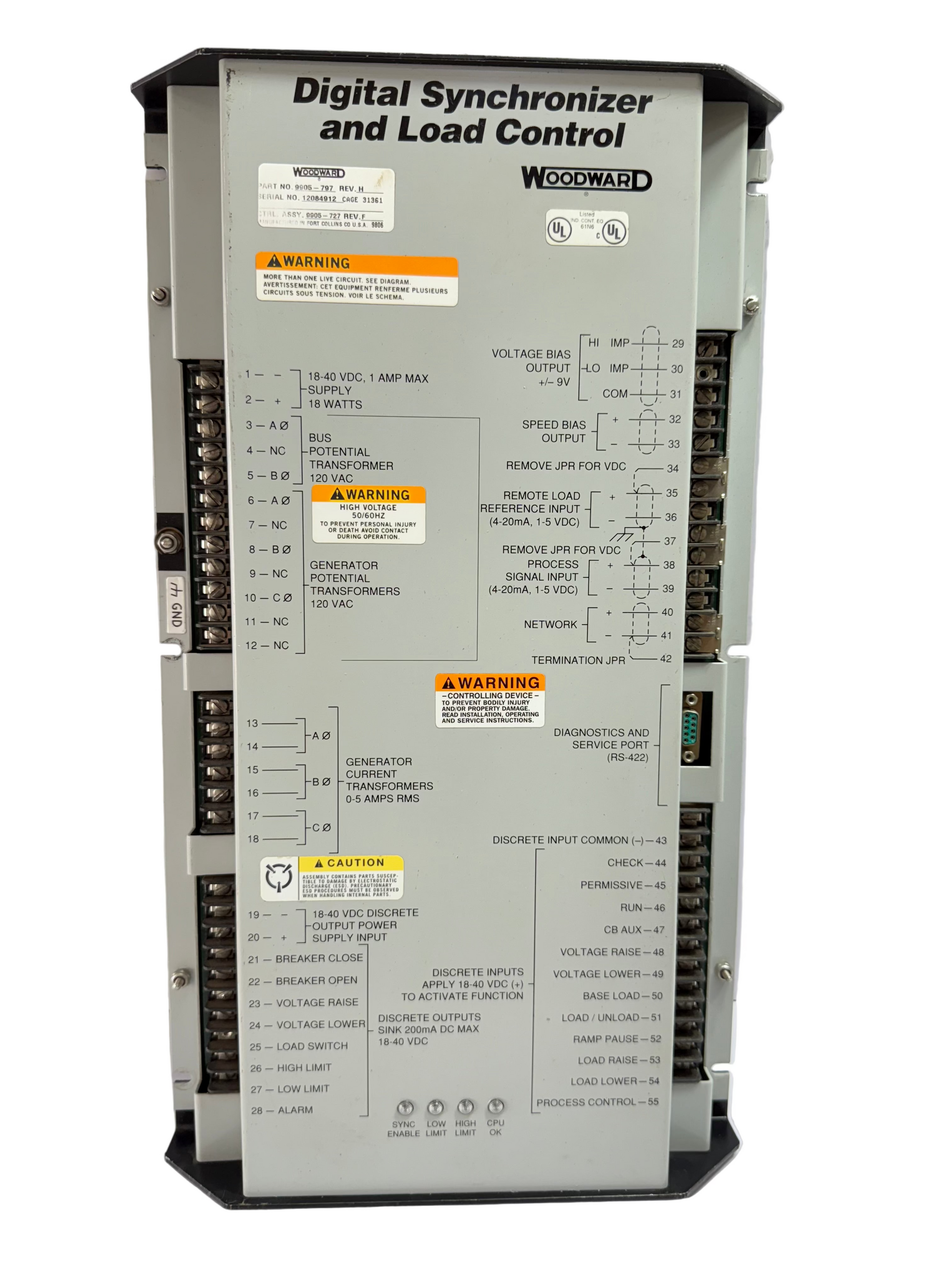 WOODWARD 9905-797 DIGITAL SYNCHRONIZER AND LOAD CONTROL REV.H