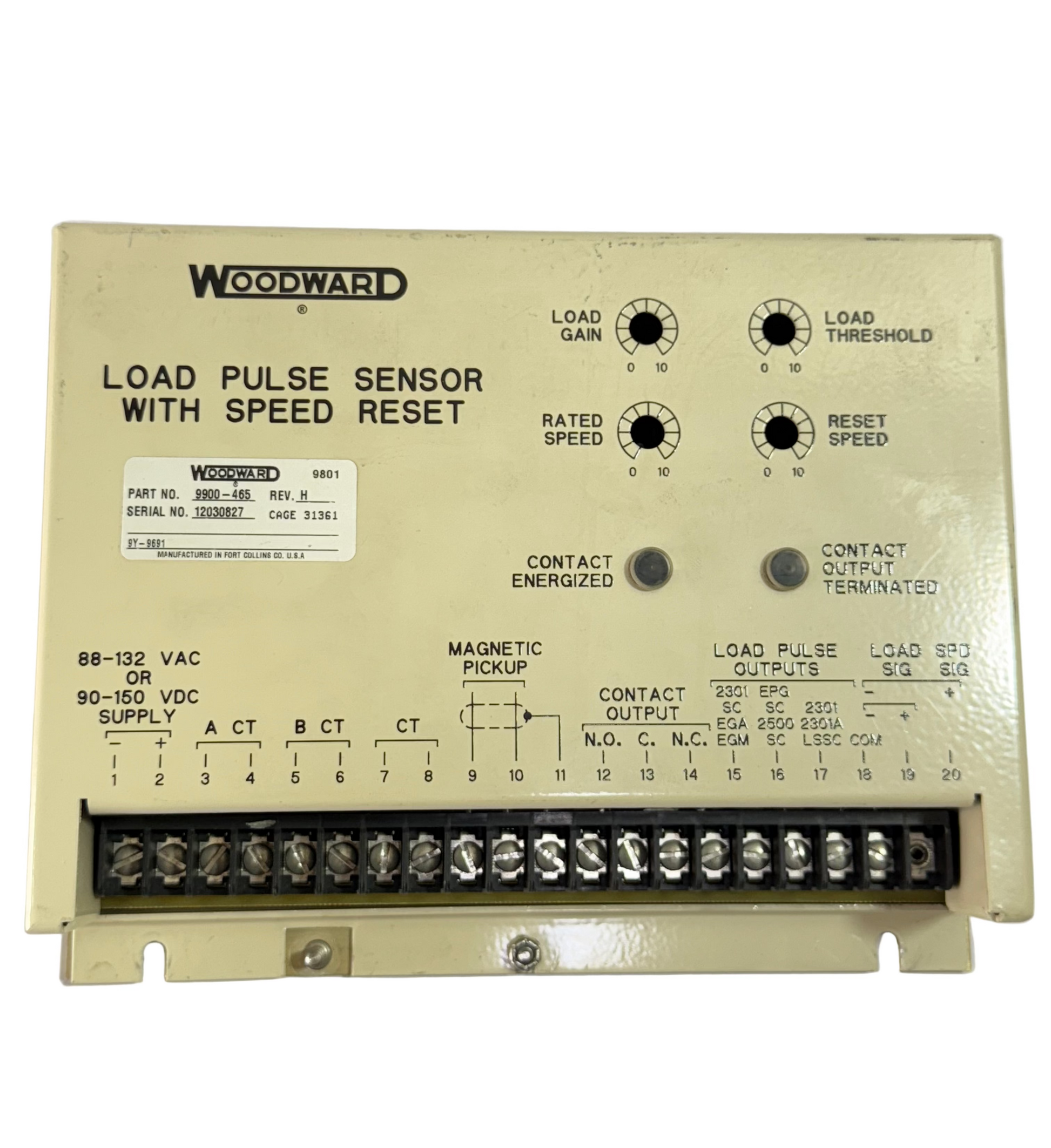 WOODWARD 9900-465 REV.H LOAD PLUS SENSOR WITH SPEED RESET
