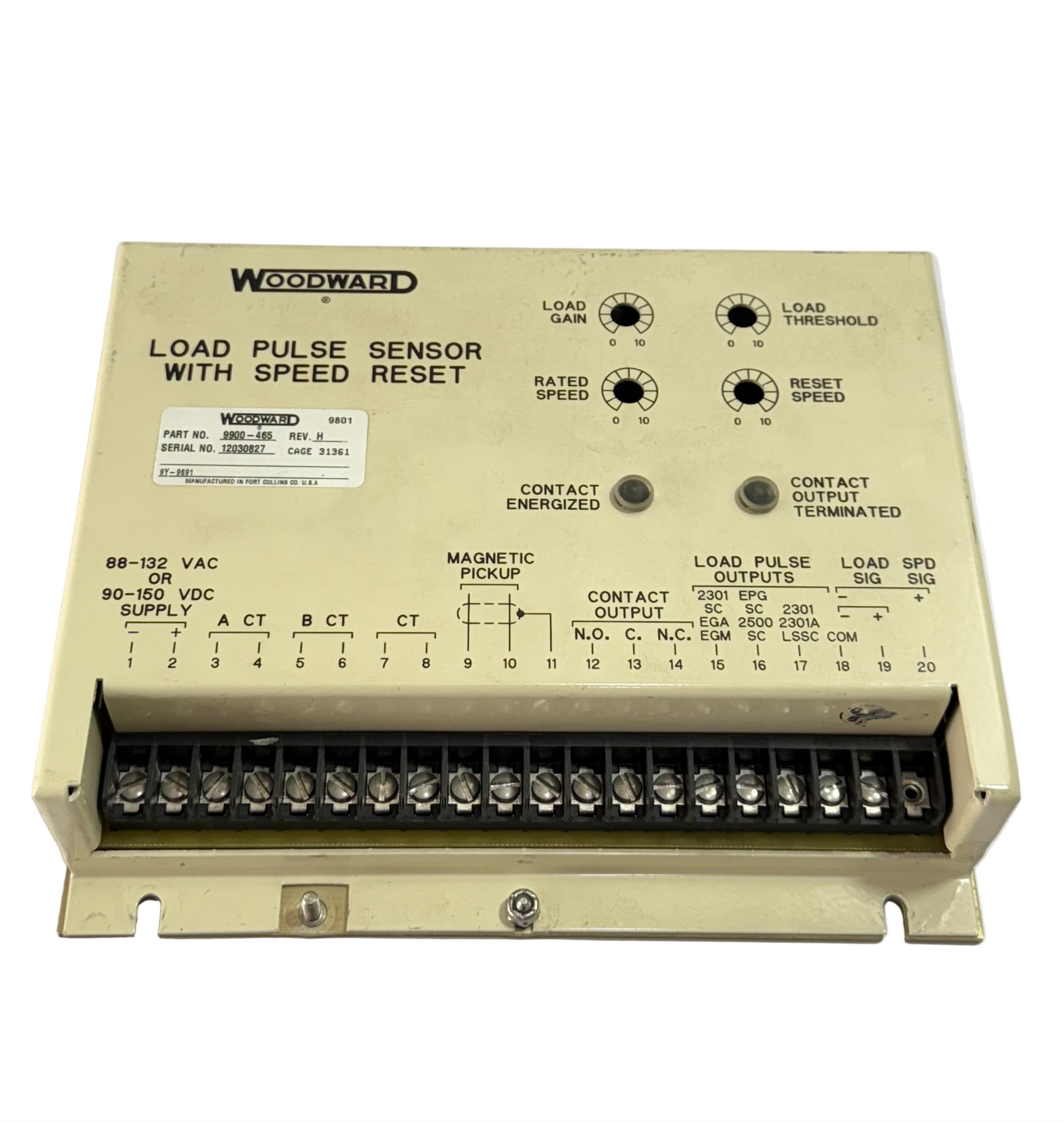 WOODWARD 9900-465 REV.H LOAD PLUS SENSOR WITH SPEED RESET