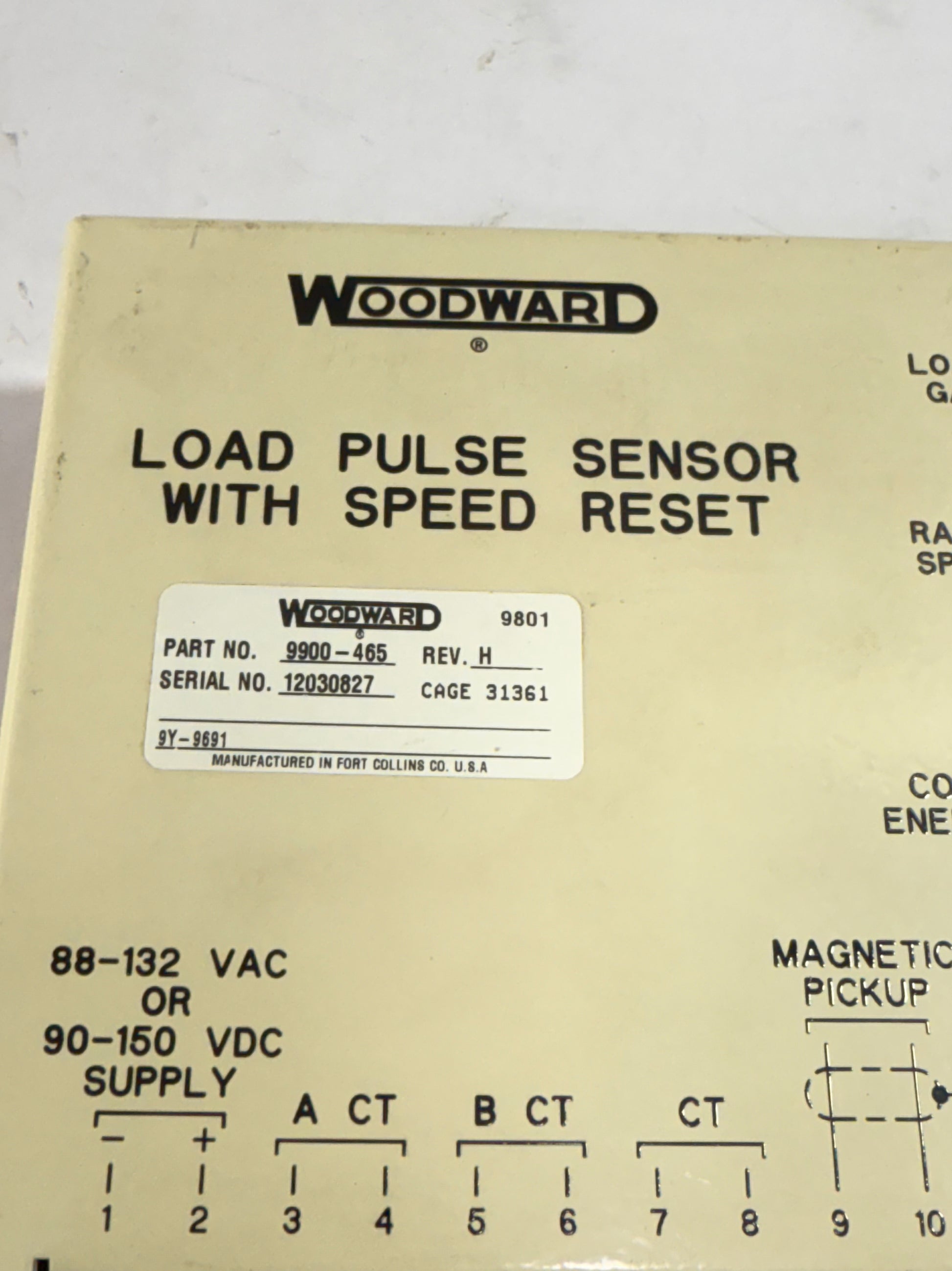 WOODWARD 9900-465 REV.H LOAD PLUS SENSOR WITH SPEED RESET