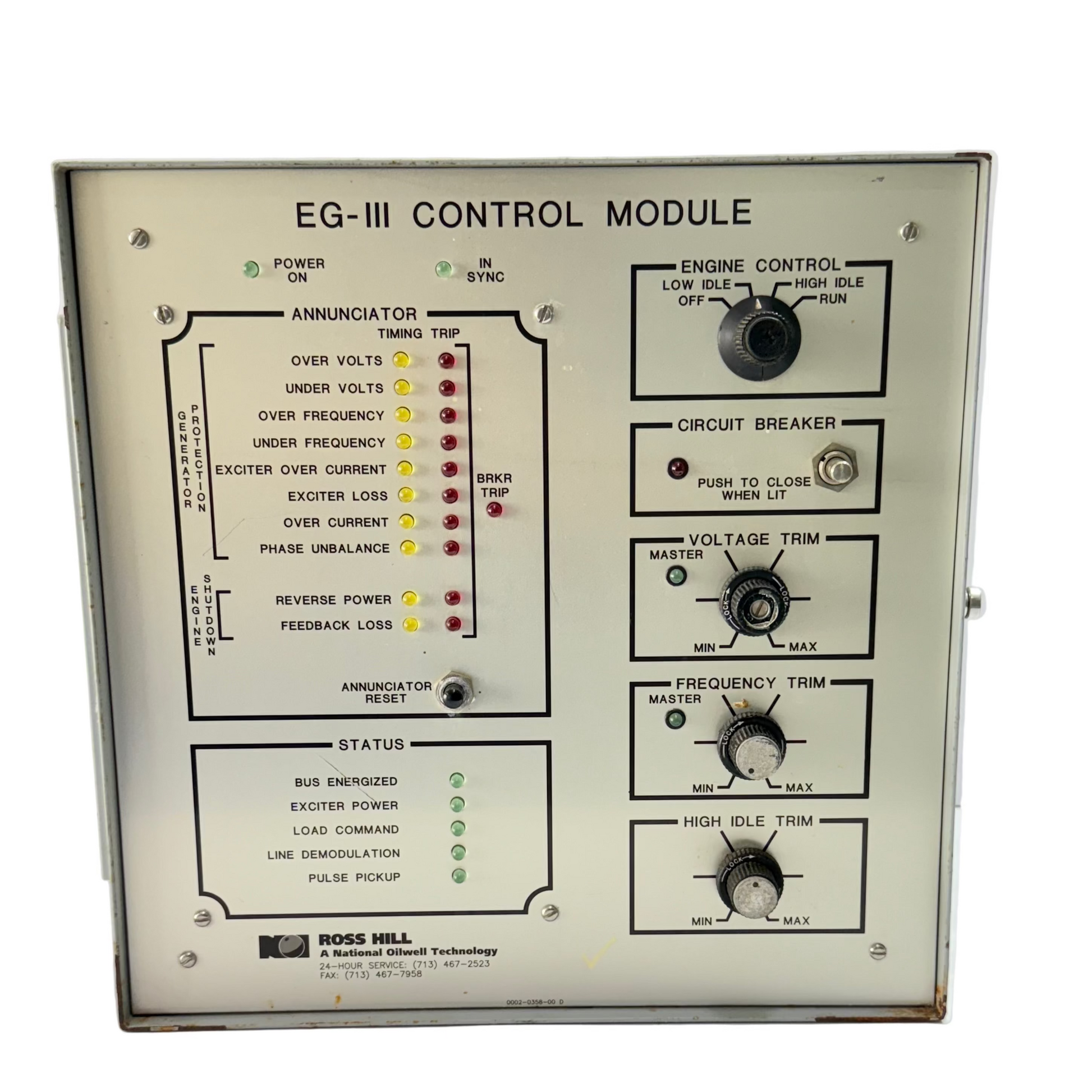 NATIONAL OILWELL VARCO 6408-7723-01 ENGINE CONTROL MODULE EG-III