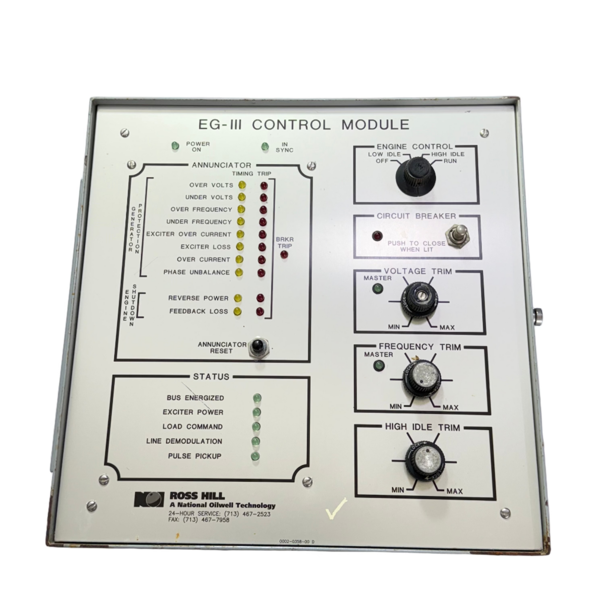 NATIONAL OILWELL VARCO 6408-7723-01 ENGINE CONTROL MODULE EG-III